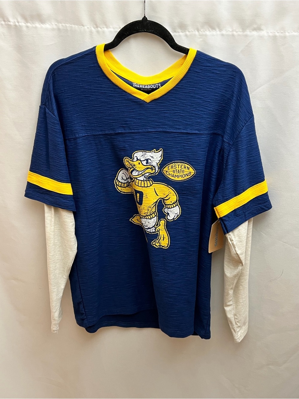 NWT Thereabouts Boys XL 18/20 Duck Football Graphic Layered Long Sleeve Jersey